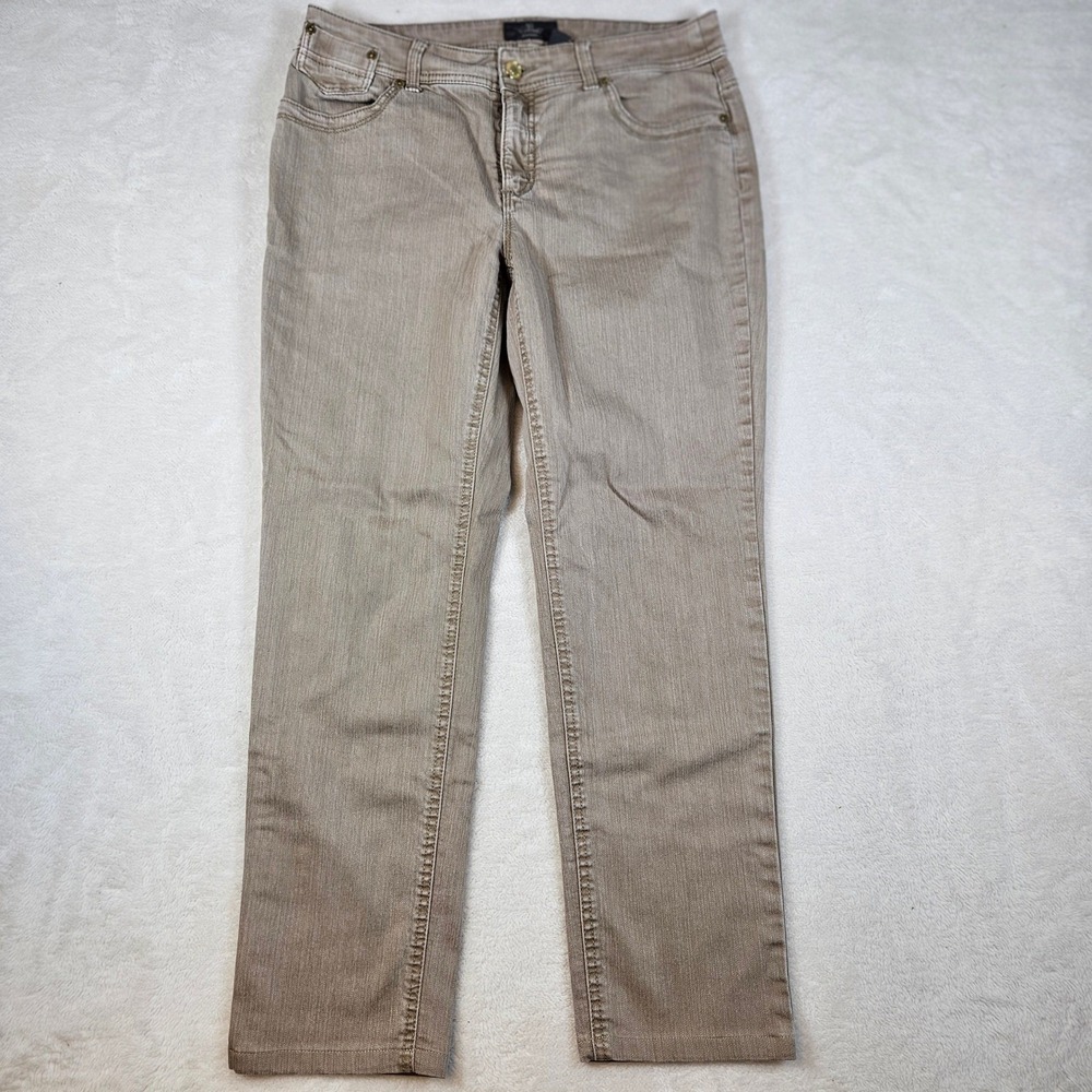 Chicos So Slimming Ankle Jeans Womens 0.5 Taupe Tan Stretch Denim Pants Size 32